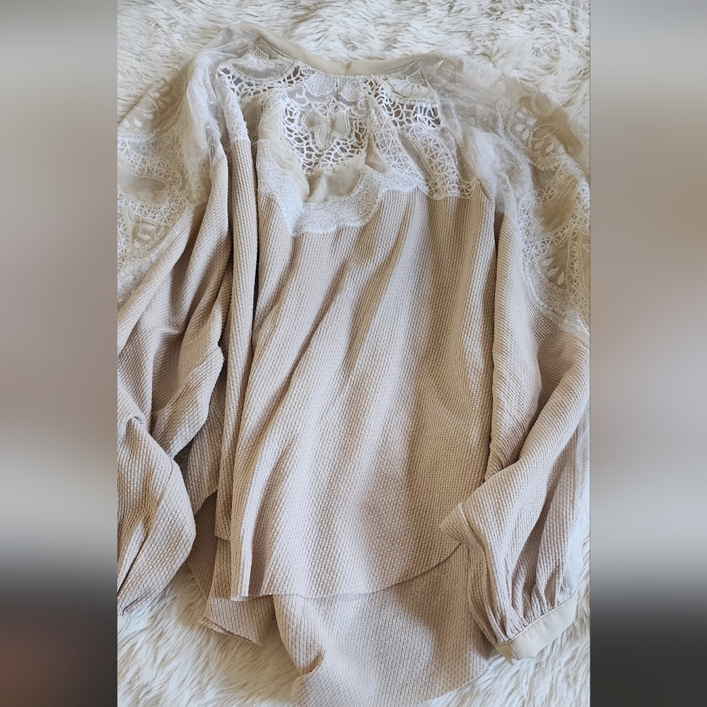 Free People Lace Detail Blouse - Cream